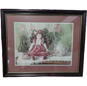 Val Bishop "Victorian Doll" 1988 Lithograph Print Framed